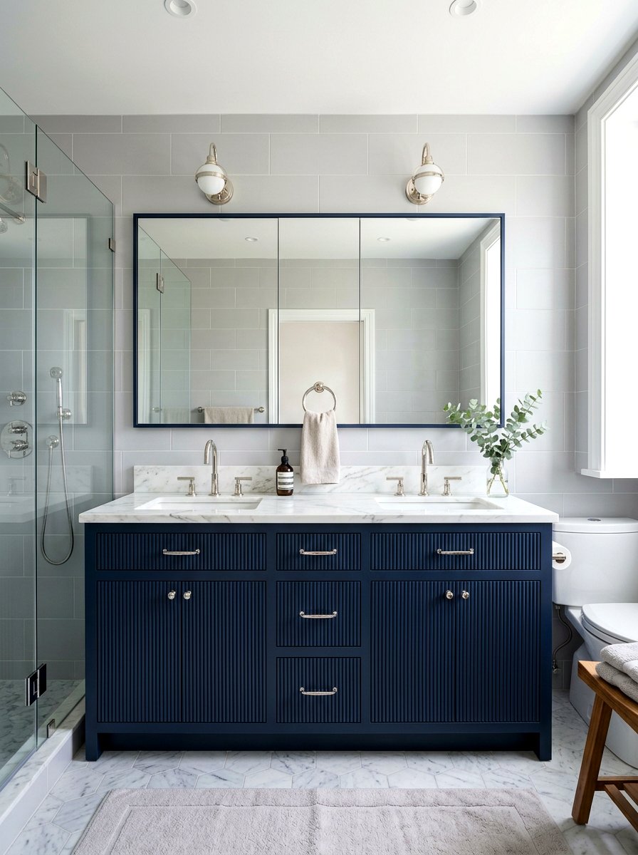 Navy Blue Fluted Vanity - 30 fluted vanity bathroom ideas