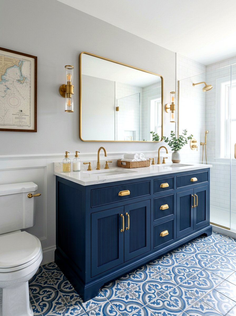 Navy Blue Fluted Vanity - 30 fluted vanity ideas