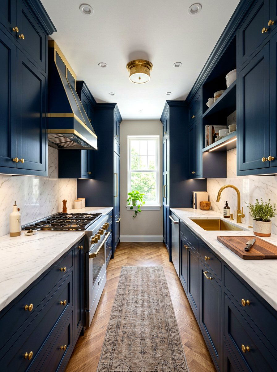 Navy Blue Galley Kitchen - 30 galley kitchen ideas