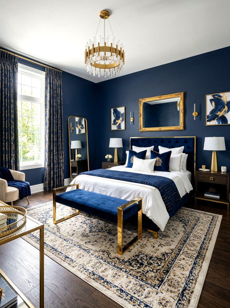 Navy Blue Gold Bedroom - 30 ocean blue bedroom ideas