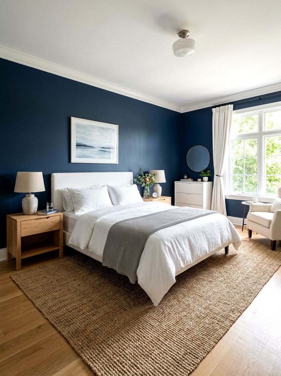 Navy Blue Guest Bedroom - 30 navy and white decor ideas