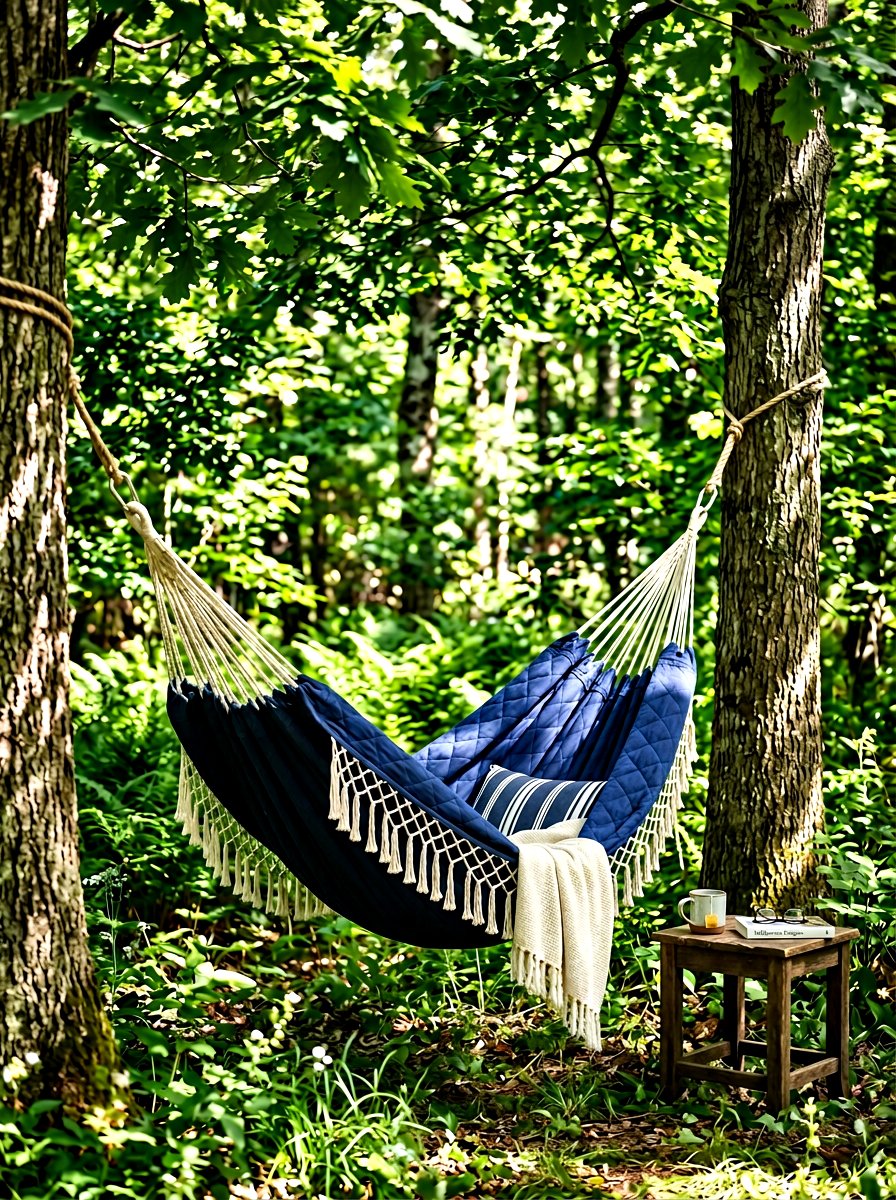 Navy Blue Hammock - 30 navy patio decor ideas