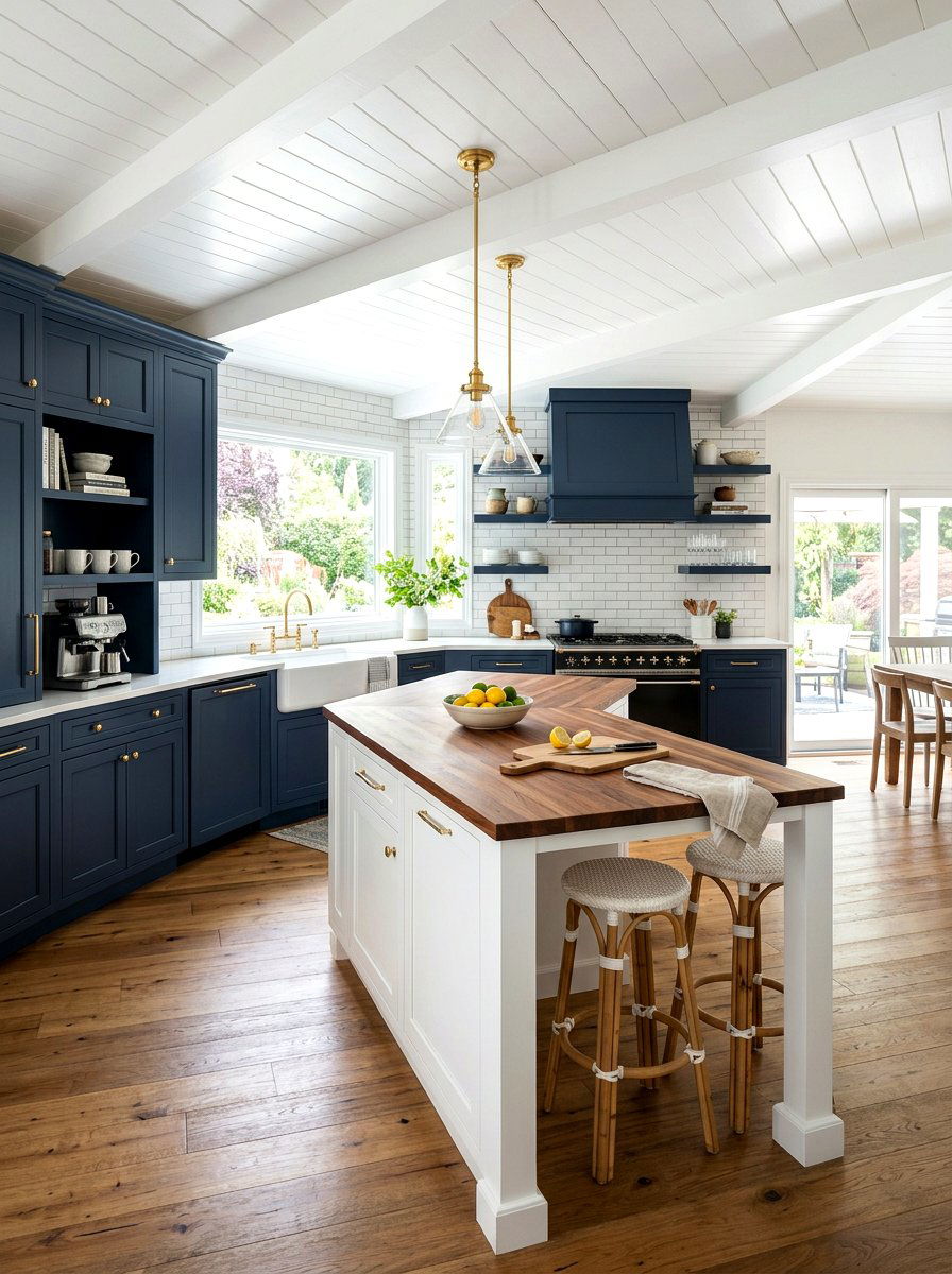 Navy Blue Kitchen - 30 farmhouse kitchen ideas