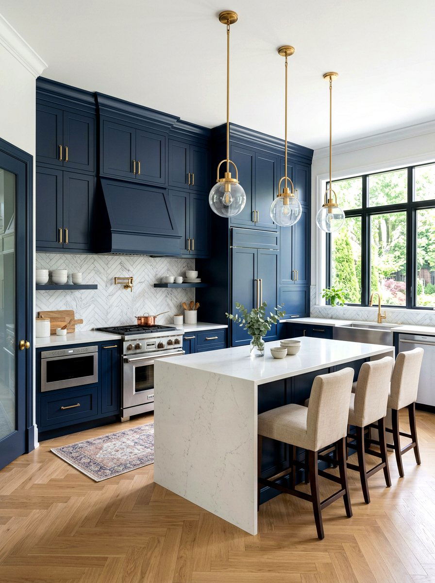 Navy Blue Kitchen Cabinets - 30 painted kitchen cabinet ideas