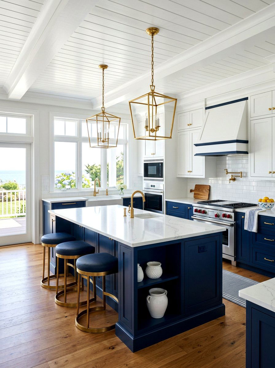Navy Blue Kitchen Cabinets - 30 beach house kitchen ideas