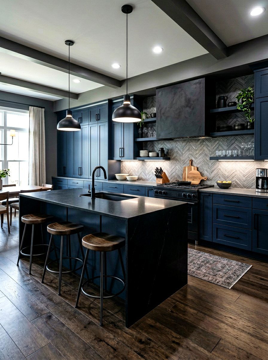 Navy Blue Kitchen Cabinets Black Accents - 30 navy kitchen cabinet ideas
