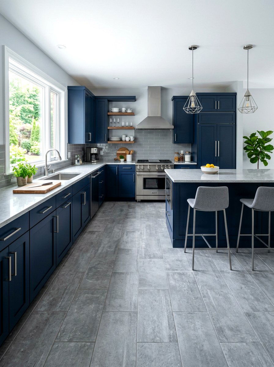 Navy Blue Kitchen Cabinets Gray Floors - 30 navy kitchen cabinet ideas