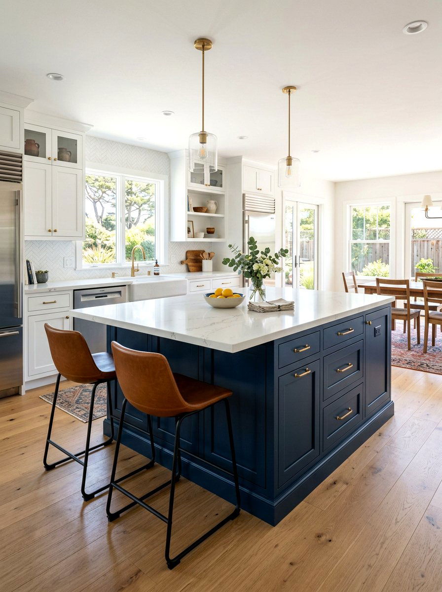 Navy Blue Kitchen Island - 30 Hamptons kitchen ideas