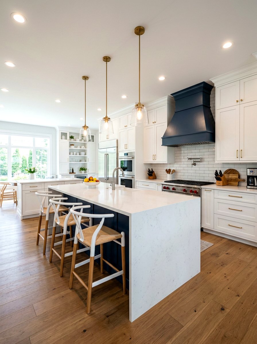 Navy Blue Kitchen Island - 30 navy and white decor ideas