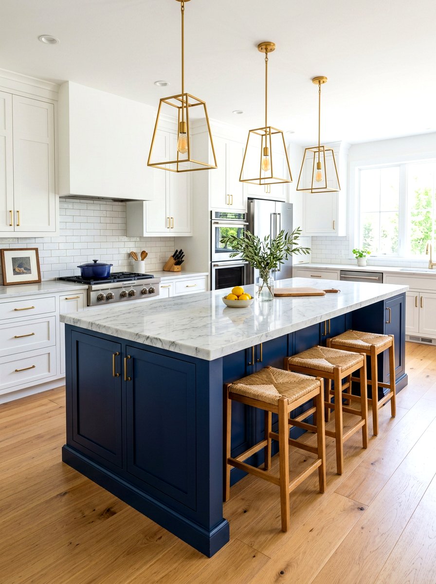 Navy Blue Kitchen Island Accent - 30 small island kitchen ideas
