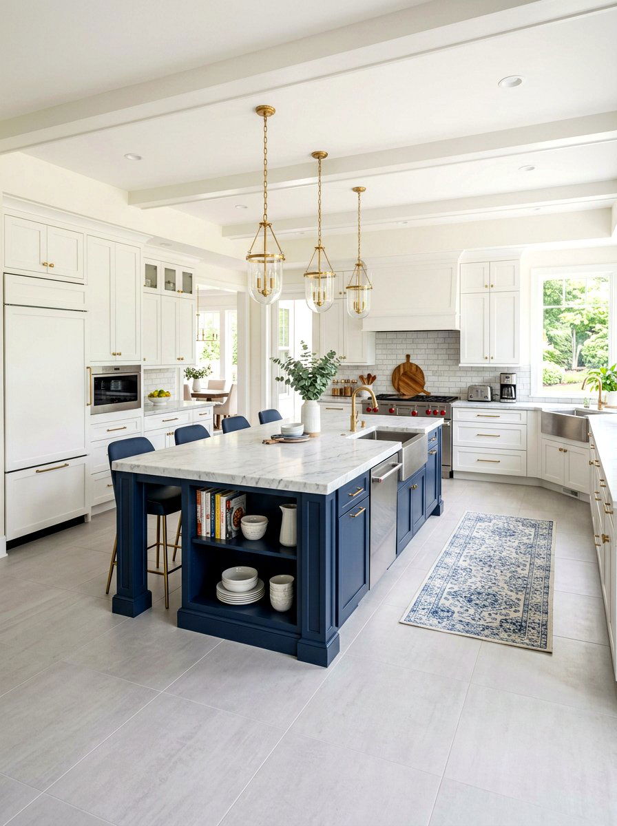 Navy Blue Kitchen Island White Perimeter - 30 navy kitchen cabinet ideas