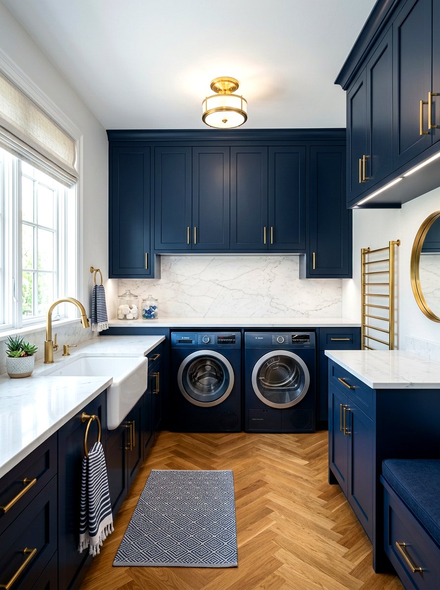 Navy Blue Laundry Room - 30 side by side laundry ideas