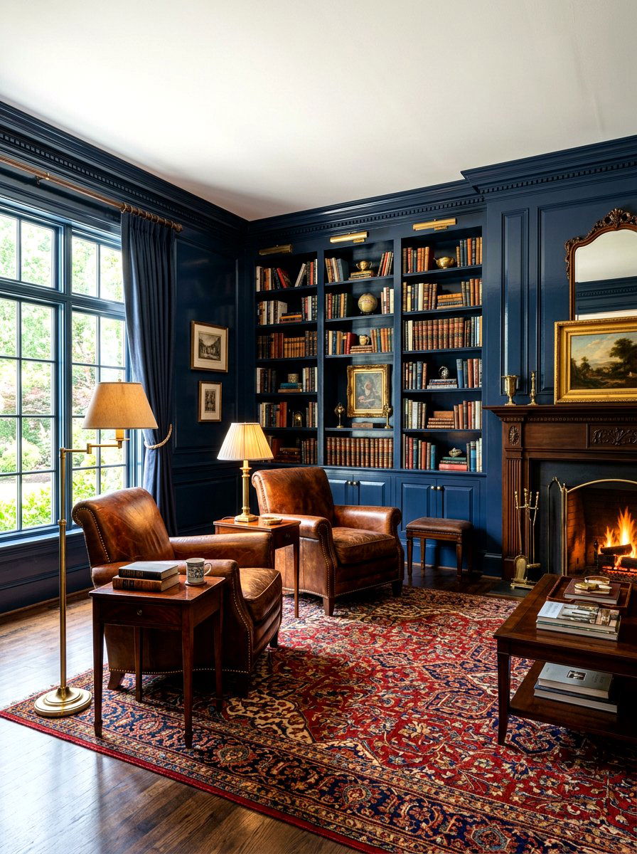 Navy Blue Living Room - 30 jewel tone lounge ideas