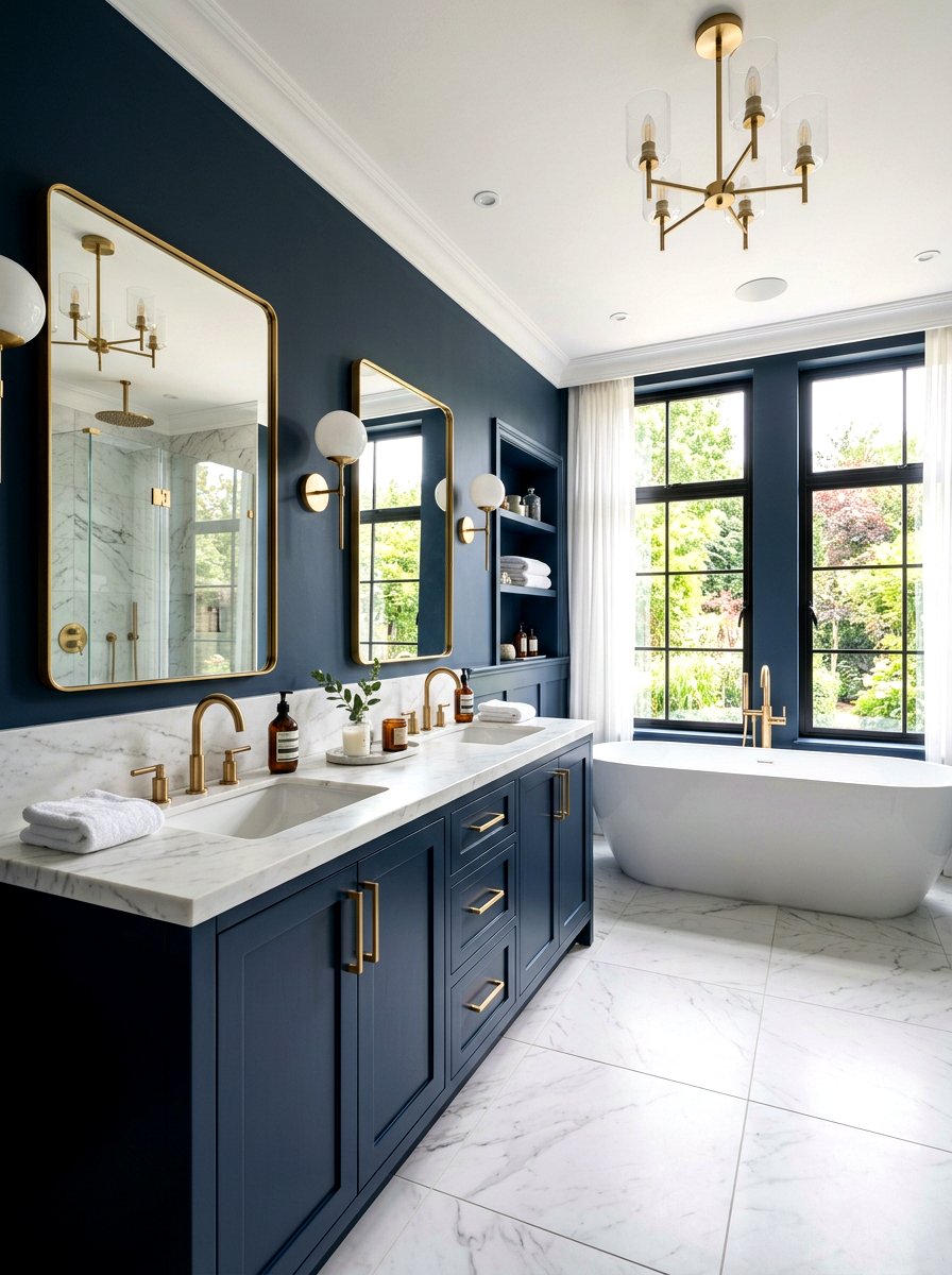 Navy Blue Master Bathroom - 30 double vanity ideas