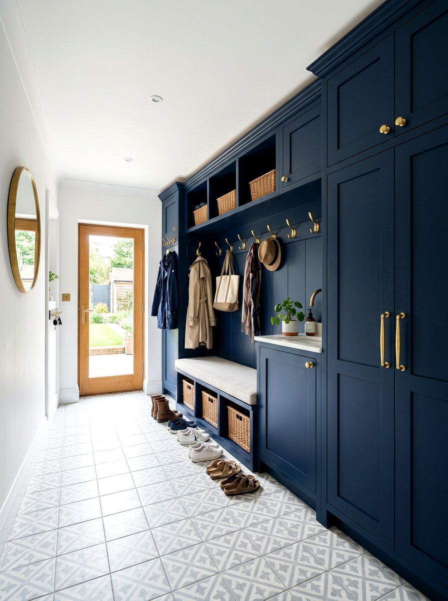 Navy Blue Mudroom - 30 mudroom aesthetic ideas