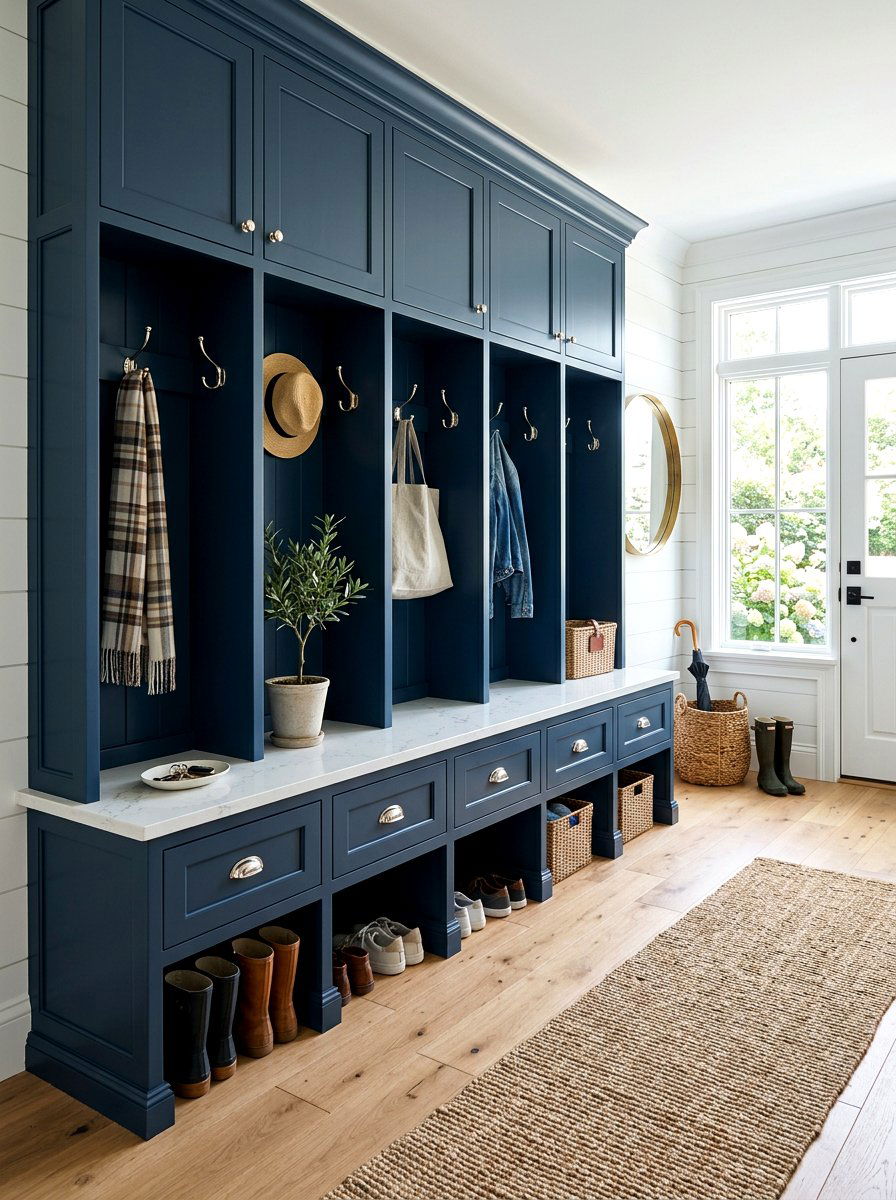 Navy Blue Mudroom Cabinets - 30 farmhouse mudroom ideas