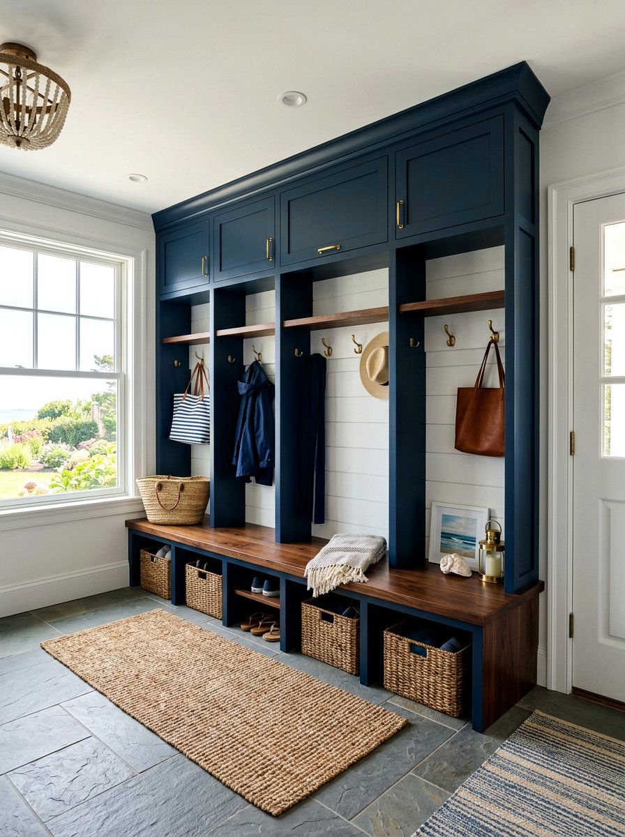 Navy Blue Mudroom Locker Wall - 30 mudroom locker wall ideas