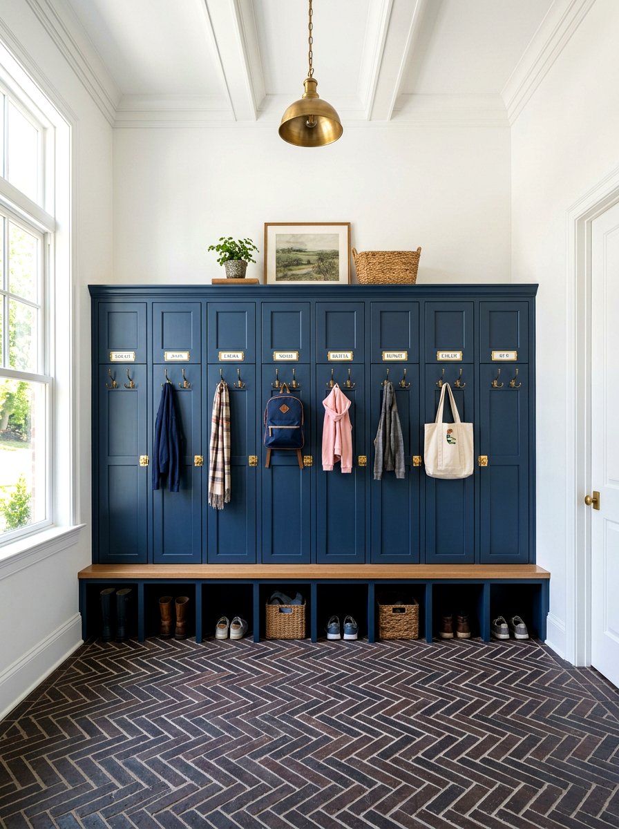 Navy Blue Mudroom Lockers - 30 moody mudroom ideas