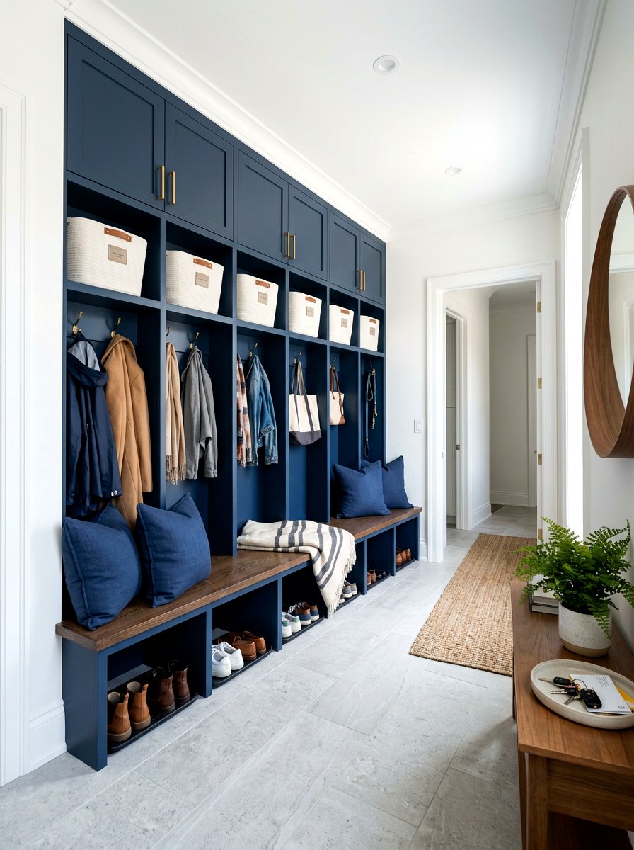 Navy Blue Mudroom - 30 navy and white decor ideas