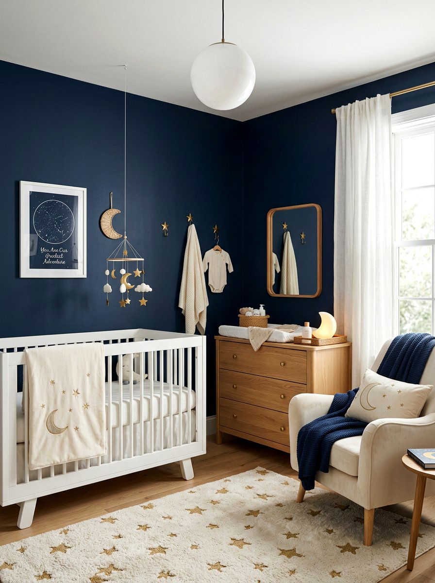 Navy Blue Nursery Walls - 30 celestial nursery ideas