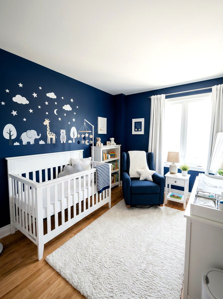 Navy Blue Nursery - 30 navy and white decor ideas