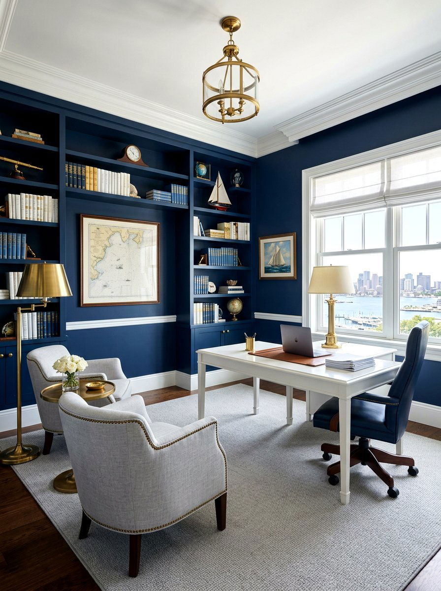 Navy Blue Office - 30 masculine office ideas