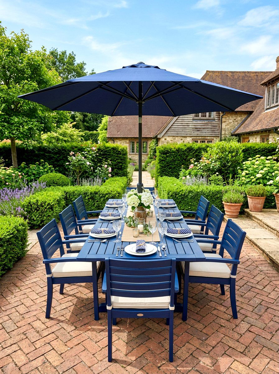 Navy Blue Outdoor Dining Set - 30 navy patio decor ideas