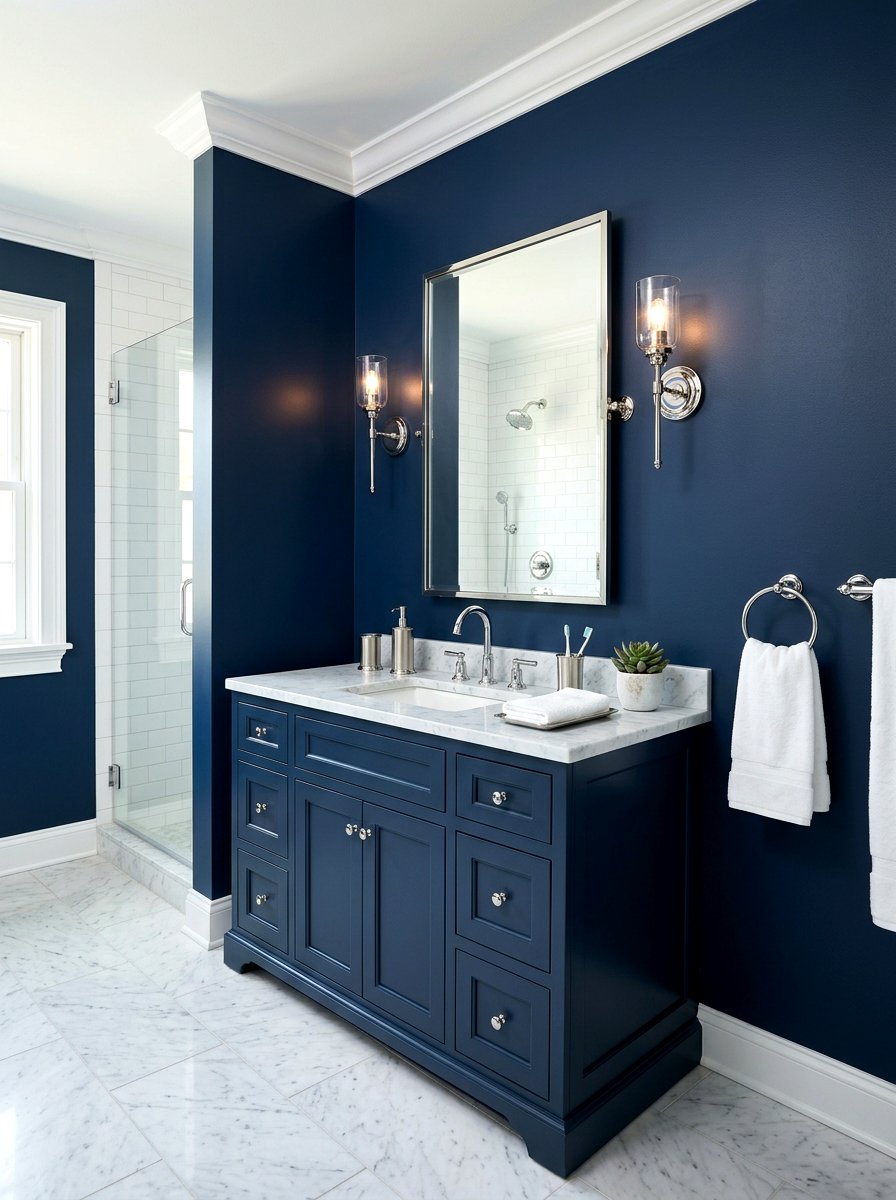 Navy Blue Paint - 30 navy bathroom ideas