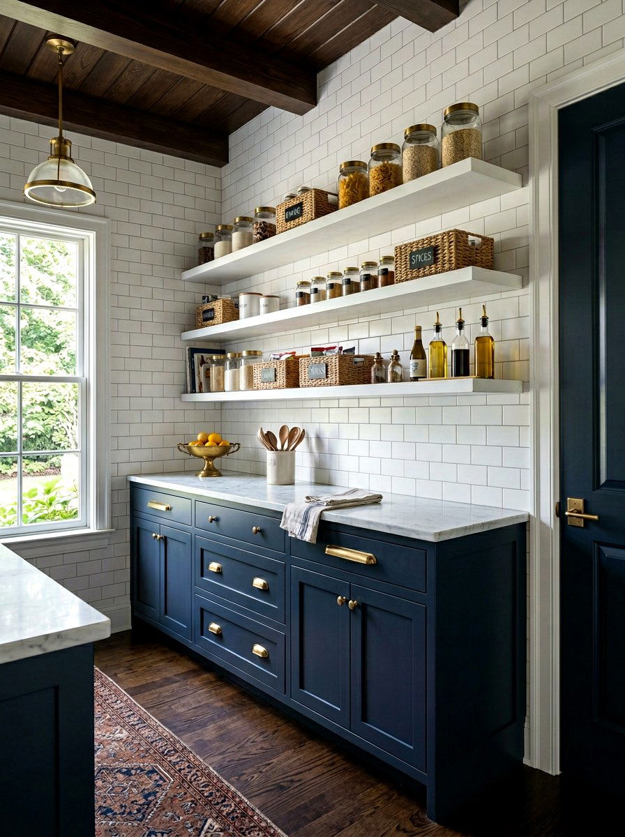 Navy Blue Pantry Cabinets - 30 farmhouse pantry ideas