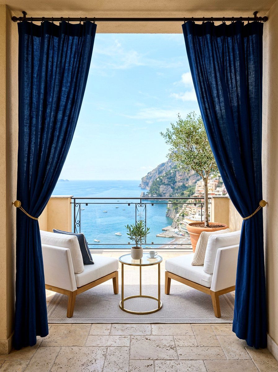 Navy Blue Patio Curtains - 30 balcony privacy curtain ideas aesthetic