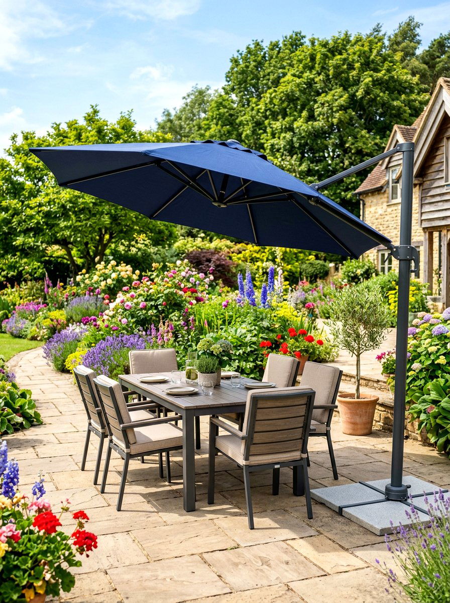 Navy Blue Patio Umbrella - 30 navy patio decor ideas