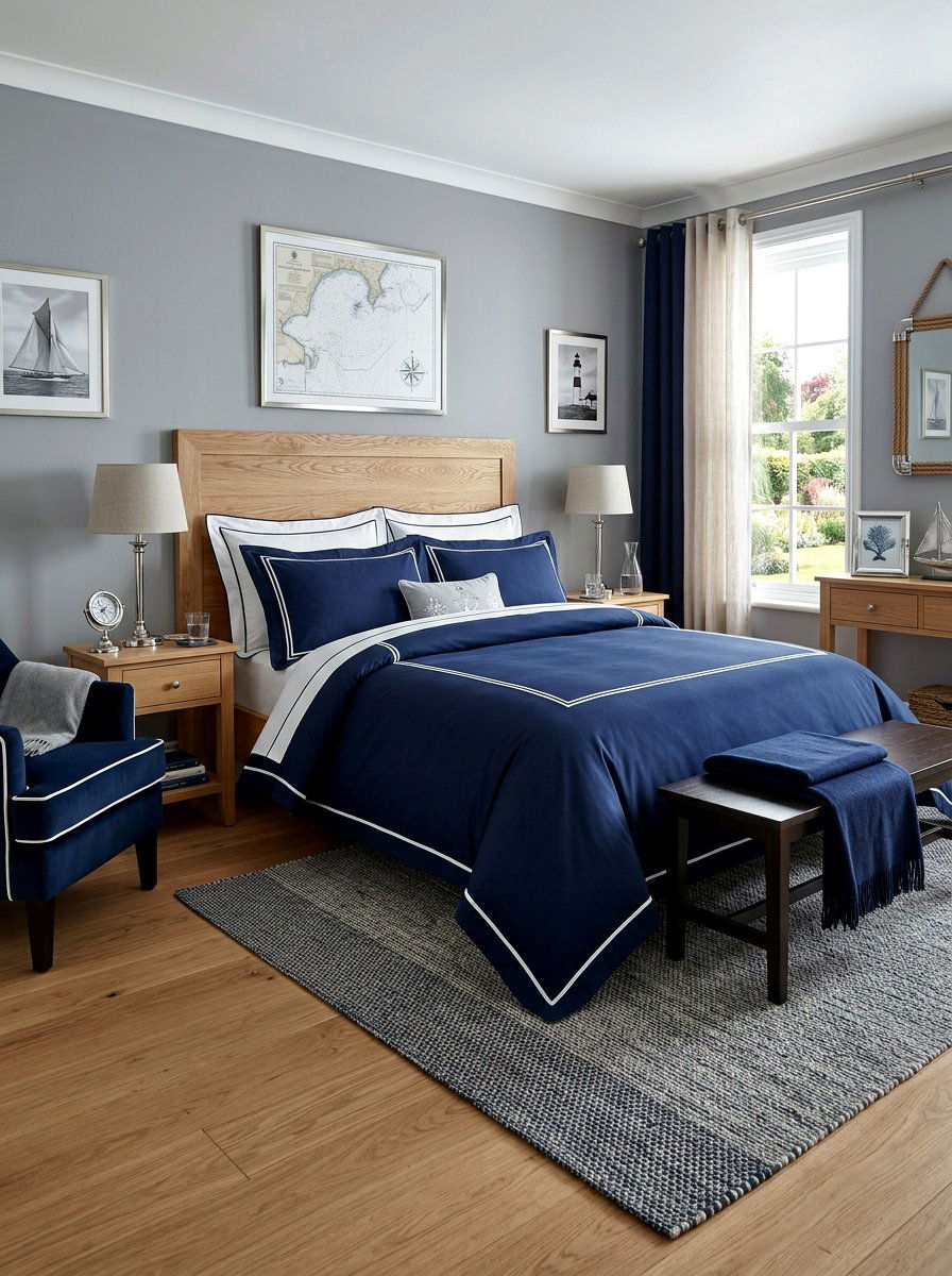 Navy Blue Piped Duvet Cover - 30 piped bedding bedroom ideas
