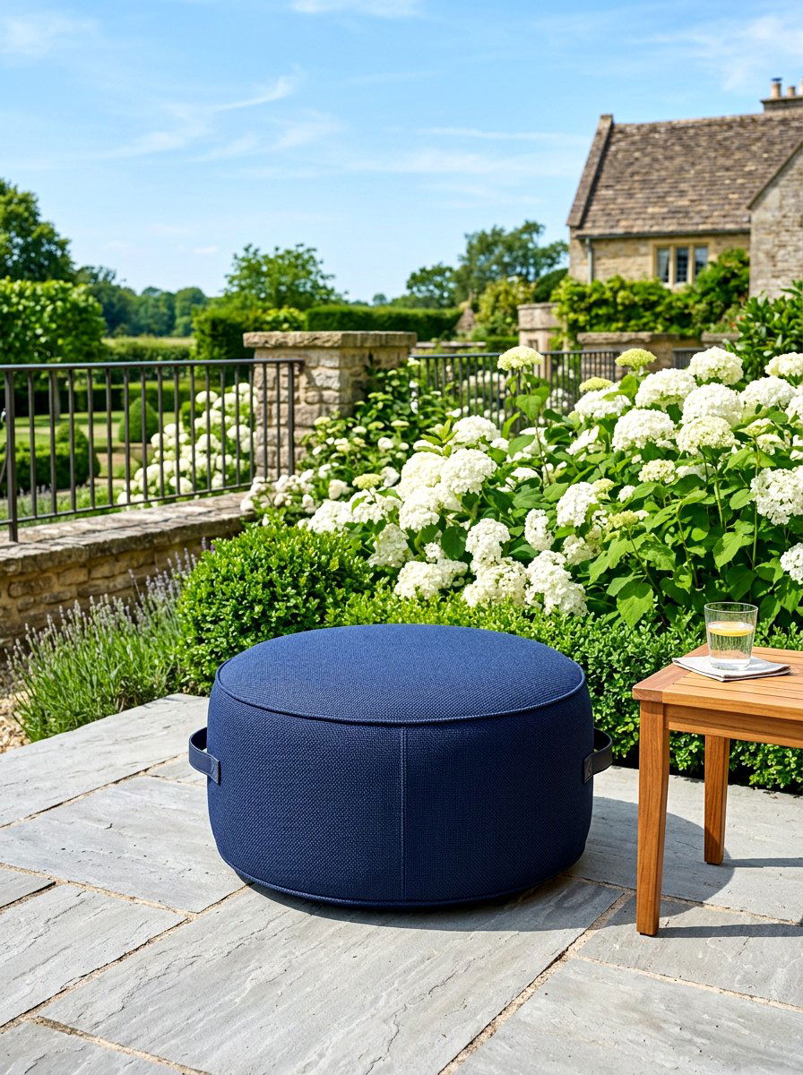 Navy Blue Pouf - 30 outdoor pouf lounge ideas