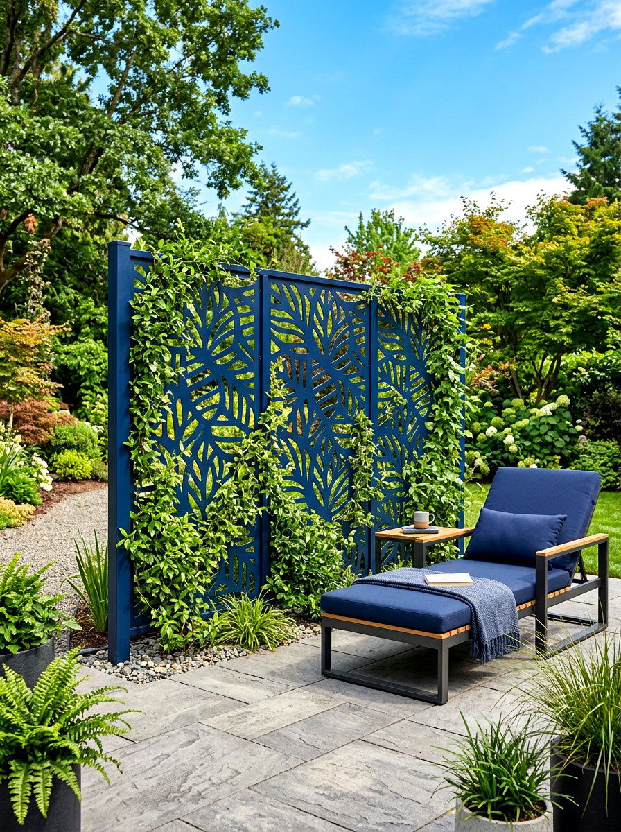 Navy Blue Privacy Screen - 30 navy patio decor ideas