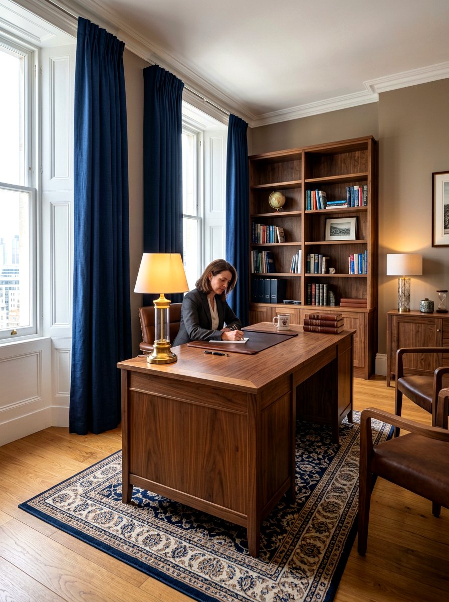 Navy Blue Professional Curtains - 30 office curtain ideas