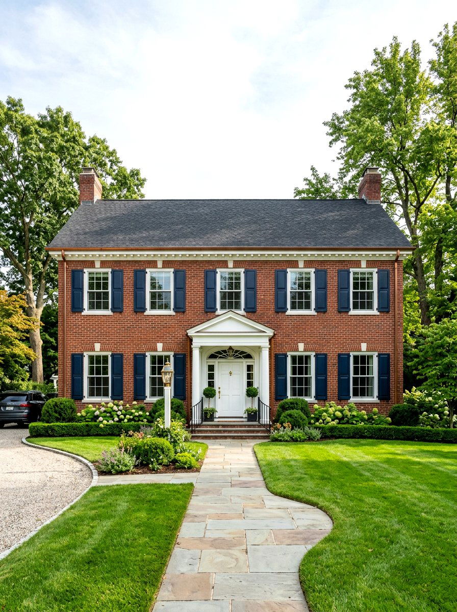 Navy Blue Raised Panel Shutters - 30 exterior shutters ideas