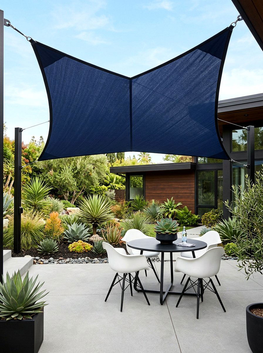 Navy Blue Shade Sail - 30 shade sail ideas