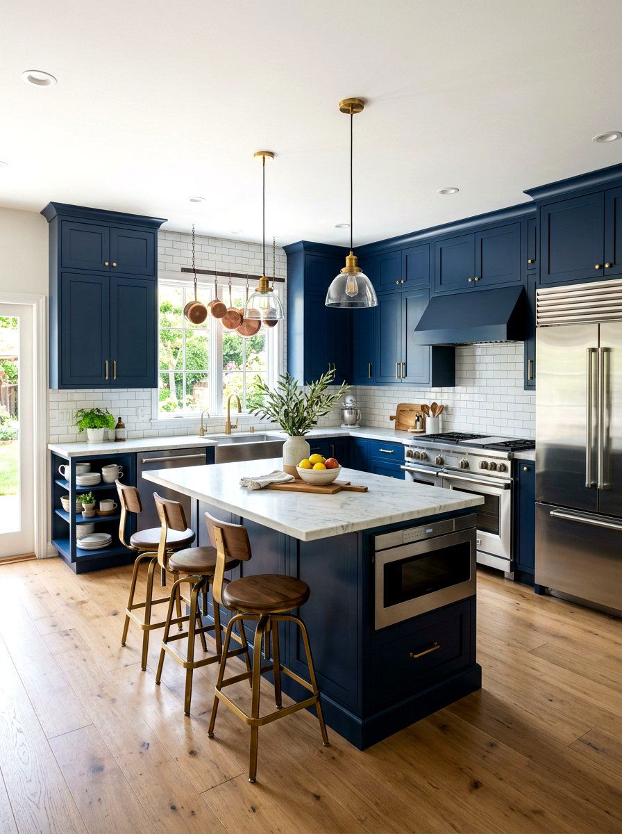 Navy Blue Shaker Cabinets - 30 navy kitchen cabinet ideas