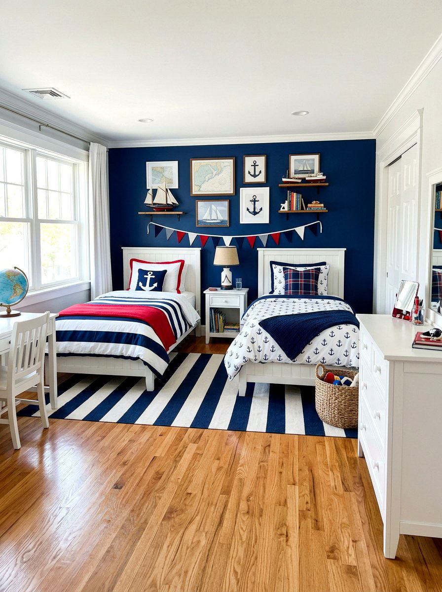 Navy Blue Shared Bedroom - 30 boys shared bedroom ideas