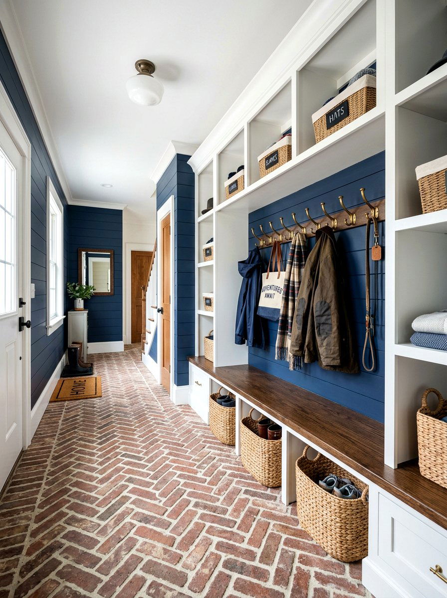 Navy Blue Shiplap Mudroom - 30 shiplap wall ideas