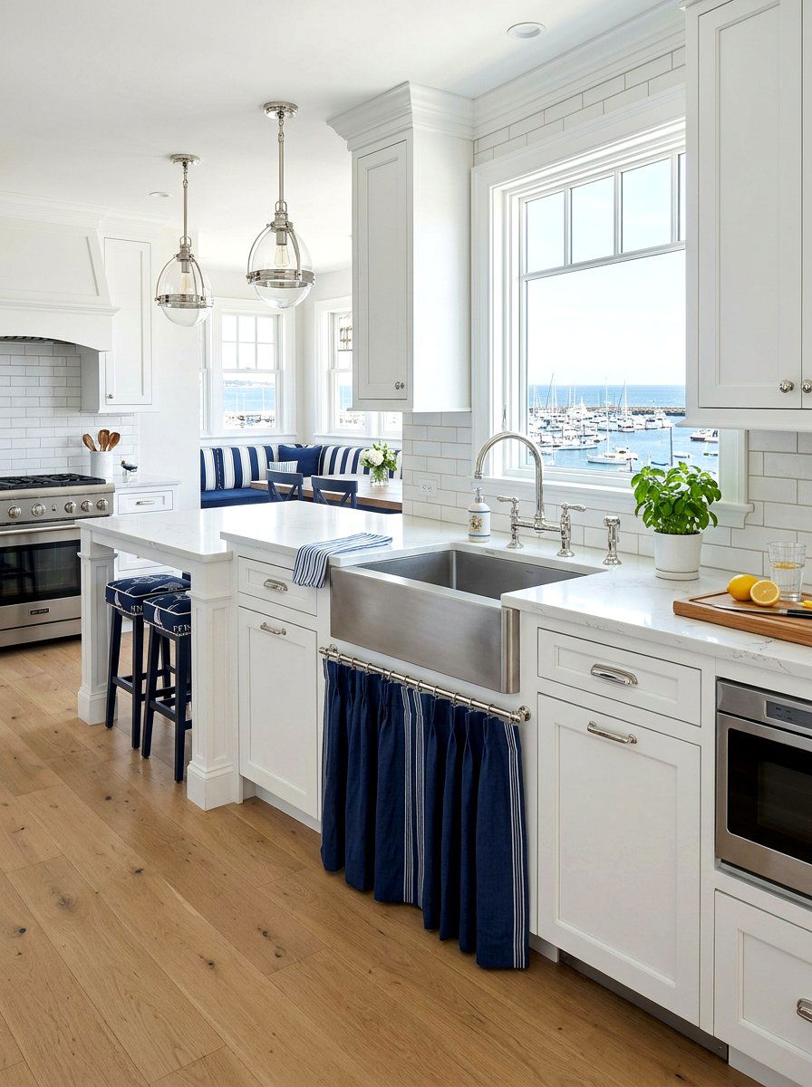 Navy Blue Sink Skirt - 30 sink skirt kitchen ideas