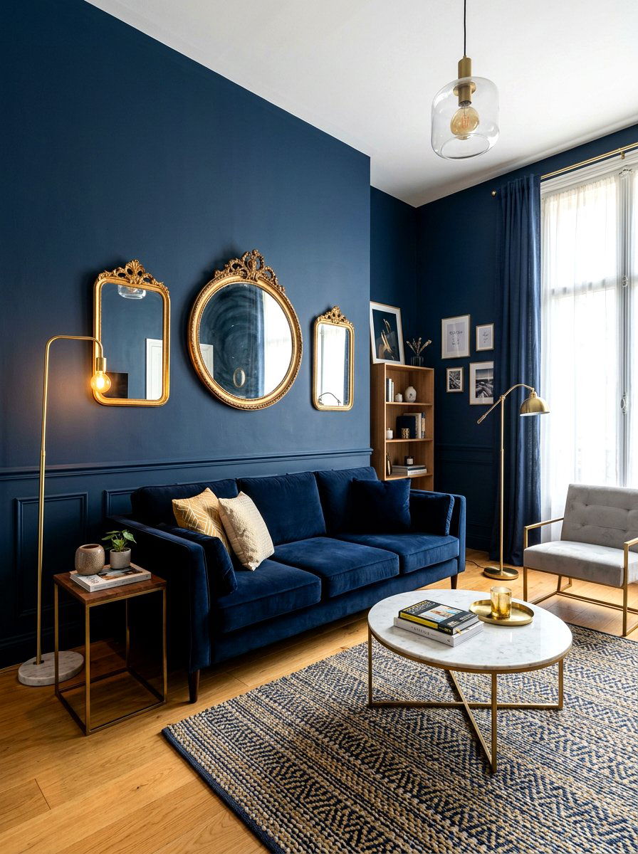 Navy Blue Small Living Room - 30 small room big color ideas