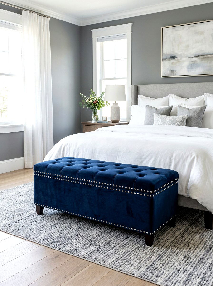 Navy Blue Storage Ottoman - 30 hidden ottoman storage ideas