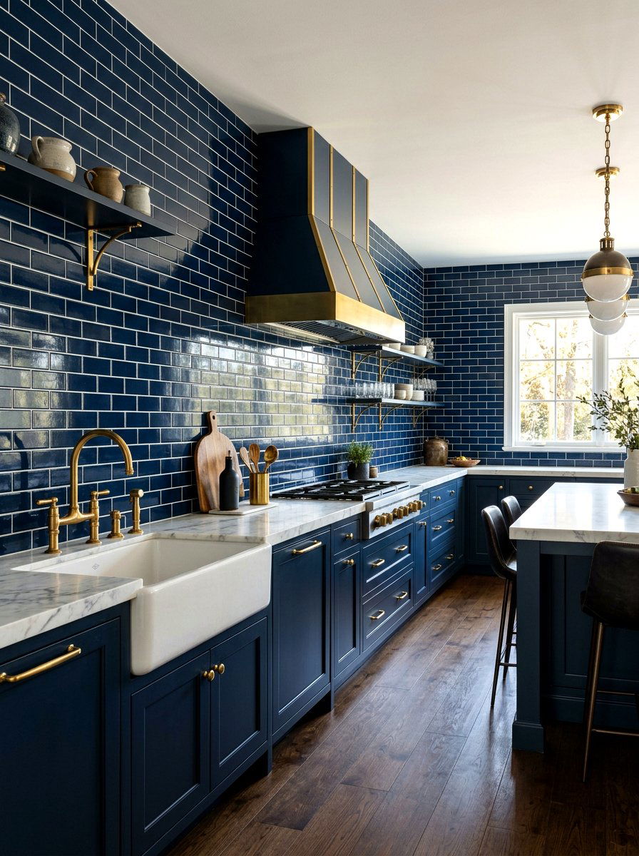 Navy Blue Subway Tile Kitchen - 30 subway tile kitchen ideas