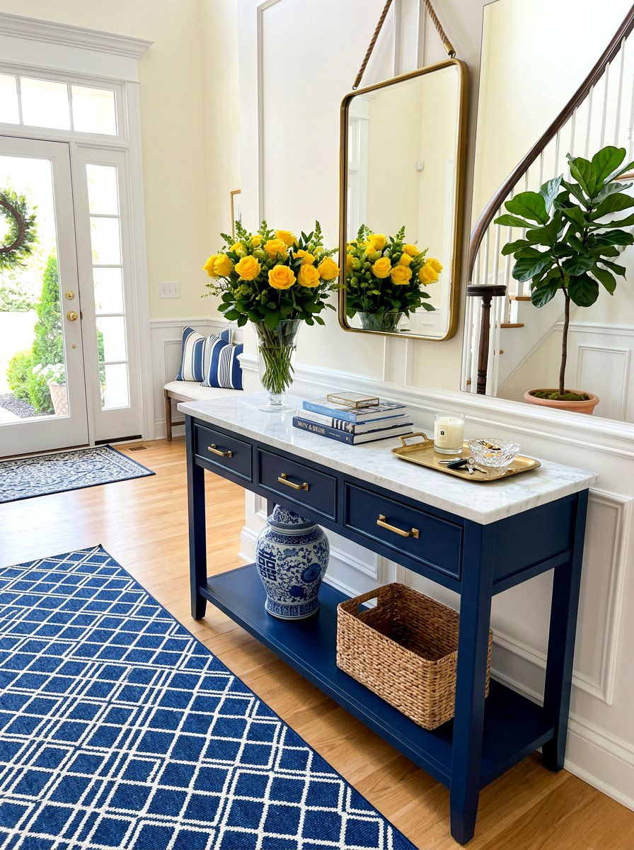 Navy Blue Table - 30 small foyer table ideas