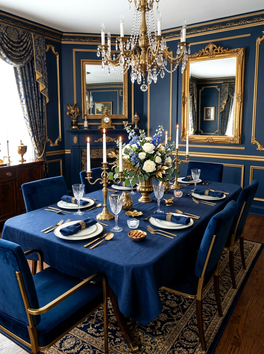 Navy Blue Thanksgiving Table - 30 Thanksgiving table decor ideas