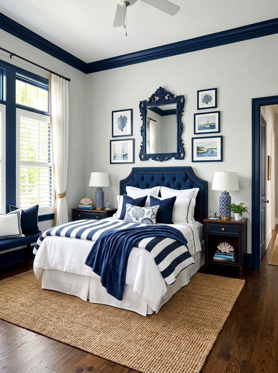 Navy Blue Trim Bedroom - 30 painted trim bedroom ideas