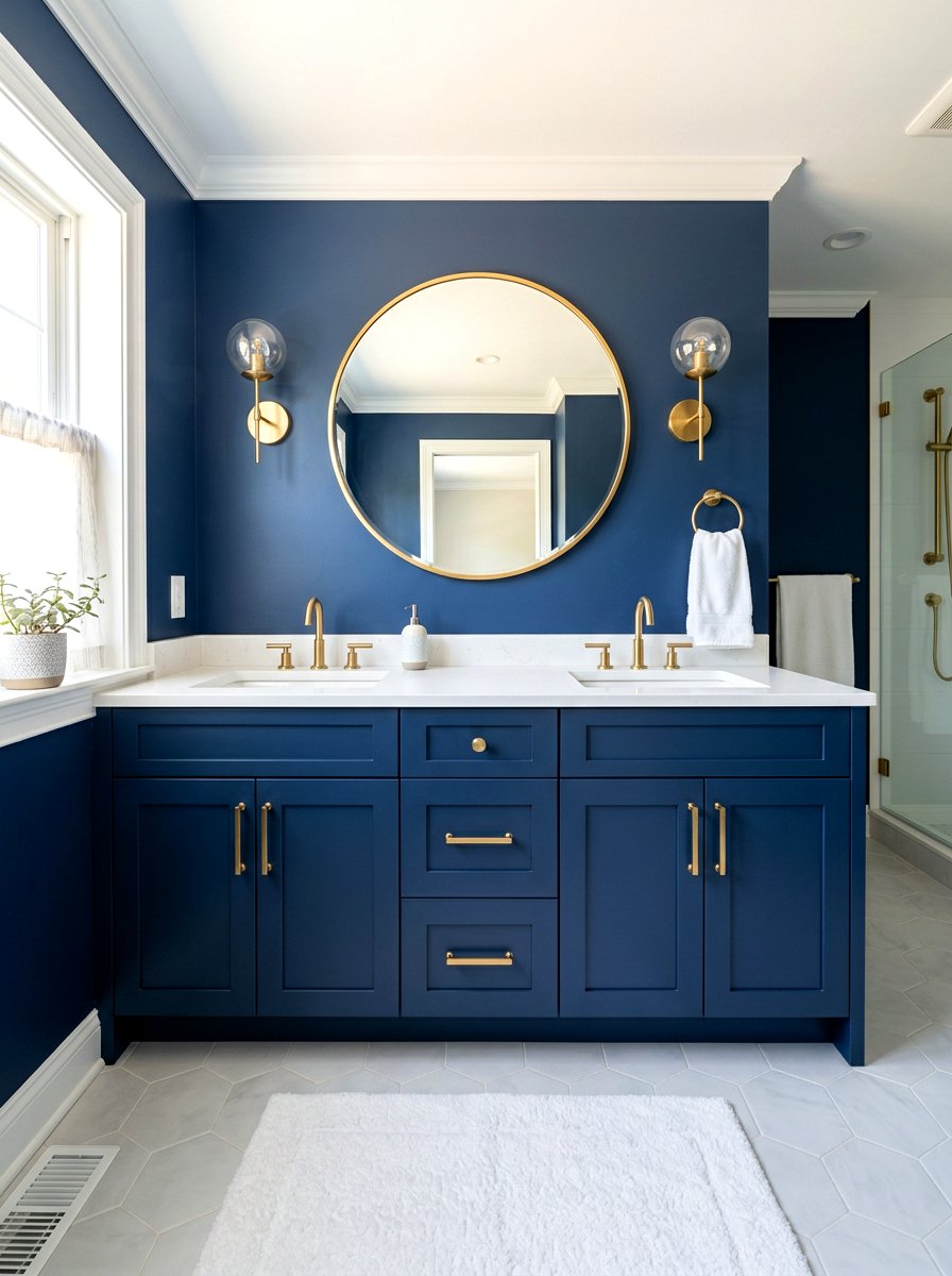 Navy Blue Vanity - 30 navy bathroom ideas