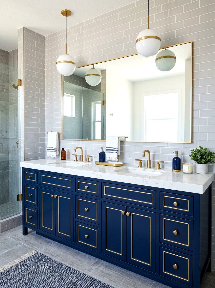 Navy Blue Vanity - 30 neo deco bathroom vanity ideas