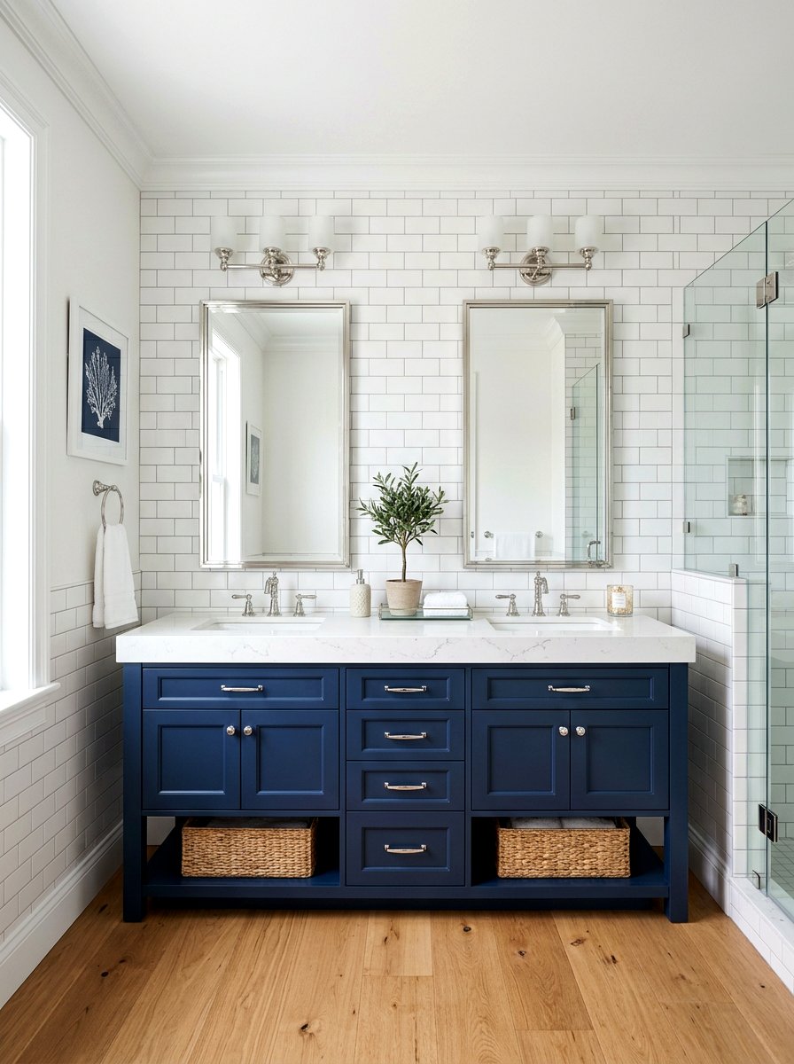 Navy Blue Vanity Bathroom - 30 Hamptons bathroom ideas